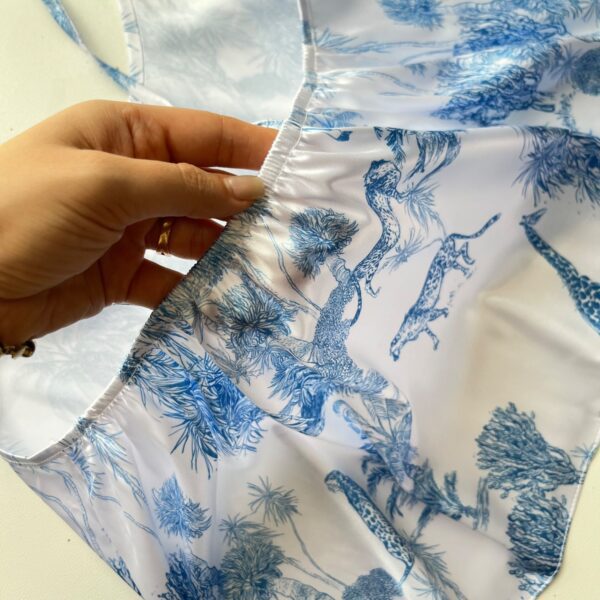 تاپ و شلوارک ساتن طرح blue forest - Image 7