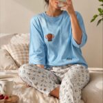 ست تیشرت لانگ و شلوار عروسکی طرح فیل