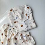 ست بلوز و شلوارک راحتی موسلین طرح تدی - Image 6